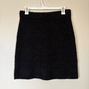 Lou & Grey Black Fuzzy Metallic Pencil Skirt Size Medium NWT